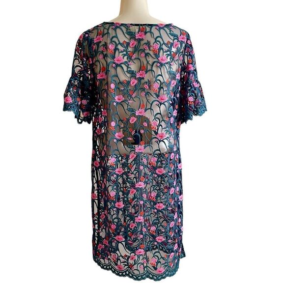 Anthro Moulinette Soeurs Floral Embroidered Lace Mesh Net Sheath Tunic Top - Picture 3 of 16